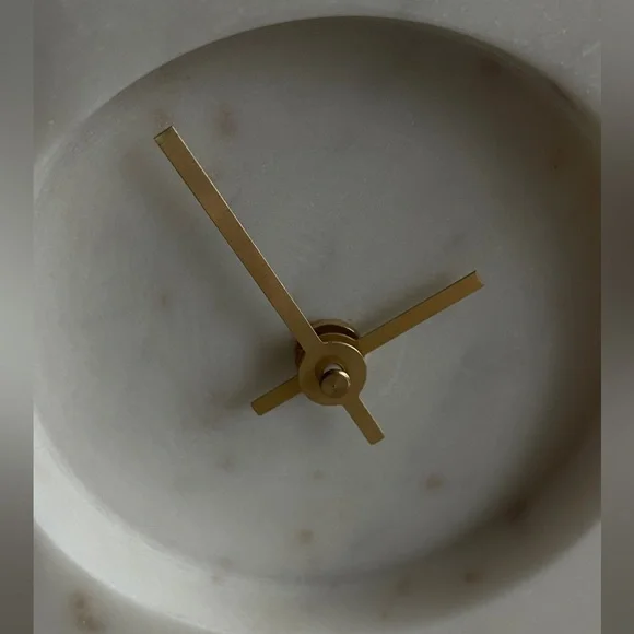 Marble Triangular Mantel Clock Ivory Modern Minimalist Design Neiman Marcus